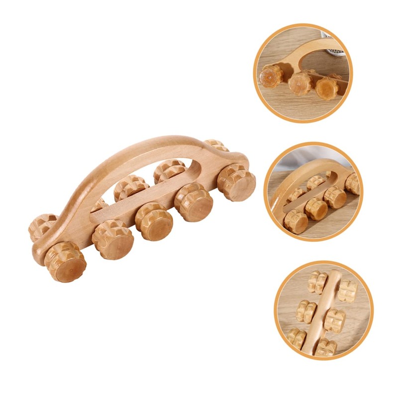 SAFIGLE Handheld Wooden Massage Roller Portable Muscle Massage Tool for
