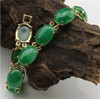 yigedan 18KGP Green Jade Natural Stone Egg Shaped Bracelet for