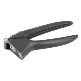 Fackelmann Knoblauchpresse 17 cm SOFT, praktischer Küchenhelfer mit Funktionsteil aus rostfreiem Edelstahl, Knoblauchschneider mit rutschfestem und ergonomischem Soft-Touch-Griff aus Kunststoff (Farbe: Orange/Grau), Menge: 1 Stück