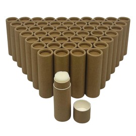 GreenWay 0.15oz / 4.25g Kraft Paperboard Lip Balm Tubes with Lids - 50 Pack Lip Gloss Tubes Refillable DIY Cosmetic Containers – Extra Thick Push-Up Bottom Lip Balm Containers - Brown