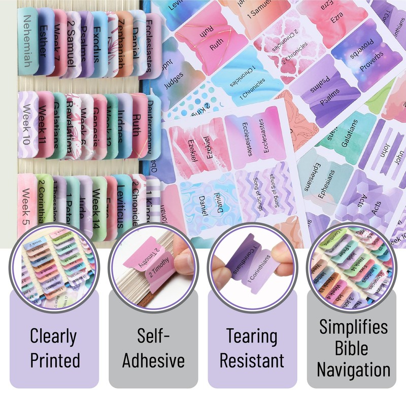 Mr. Pen- Bible Tabs, 120 pcs, Dreamy Tapestry, Laminated Bible