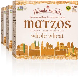 Yehuda Whole Wheat 10.5 oz Matzo Thins (3 Pack) Jerusalem Baked, Thin, Crisp & Delicious! Kosher for Passover