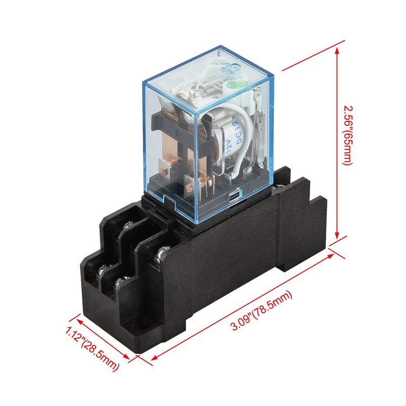 Heschen Gereral Purpose Relay, LY2NJ, 12VDC Coil, 10A 24VDC/220VAC, DPDT,