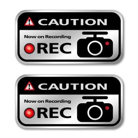 Mavre at Home Dash Cam Sticker Dash Cam Sticker Security Sticker Dash Cam Sticker Made in Japan (2 Piece Set/Silver)