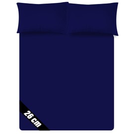 Sunshine Comforts Microfiber Fitted Sheets Breathable, Anti Wrinkle 26cm Deep Pocket Bed Sheets Double Bedding & Linen Navy/Royal Blue Bedding Double 137 X 190 CM Double Fitted Sheet