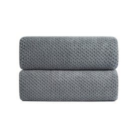 2 Piece Hand Towels Set,100% Microfiber - Quick Dry, Thick, Soft, Plush and Highly Absorbent Luxury Hotel & Spa Bath Towel for Bathroom, Pack of 2 (Gray)