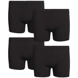 Rene Rofe Girls' Cartwheel Shorts - 4 Pack Dance Bike Shorts with Comfort 4-Way Stretch - Athletic Shorts for Girls (6X-14), Size 7-8, Black/Black/Black/Black
