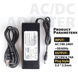 19V Power Supply 100V~240V AC Input and 5.5mmx 2.5mm Plug for Audio Amplifiers