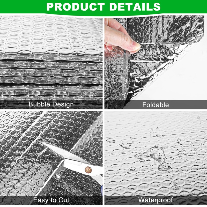 8P Garage Door Insulation Panels Kit 0.24"T Double Bubble Reflective
