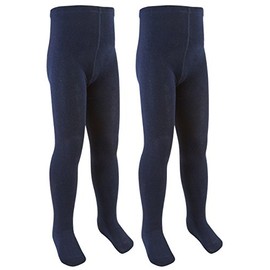i2i Girls Cotton Rich Plain Knit Tights 2 Pack Blue 7-8 Years