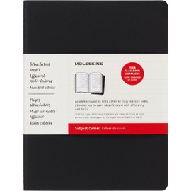 Moleskine Subject Cahier Journal - Set of 2 Notebooks - Cardboard Cover - Academic Layout - Size Extra Large 19 x 25 cm - Colour Black & Kraft Brown - 160 Pagine