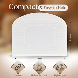 Raspador de banco de plástico para hornear, 2 raspadores de cuencos blancos, raspador de masa flexible seguro para alimentos, multiusos, buen agarre, 