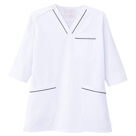 Nurse Nurse Sleeve Scrub, Suite (3/4 Sleeve), Medical Nurse, Nurse, Lab Coat, Women's, Non-Transparent, White x Navy (white base)