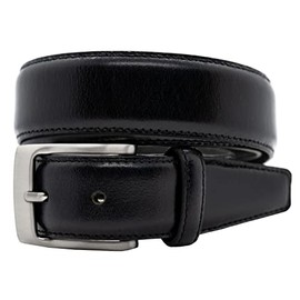 Genuine Buffalo Leather Dress Belt 1-3/8" (35mm) - Black, Brown, or Tan - TheBeltShoppe (Black, 32)