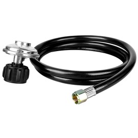 FATCANMA Vertical 6FT Propane Regulator and Hose, Universal Gas Grill Regulator Replacement Parts for Most Gas Grills, Fire Pit and Weber, 3/8" Female Flare Nut