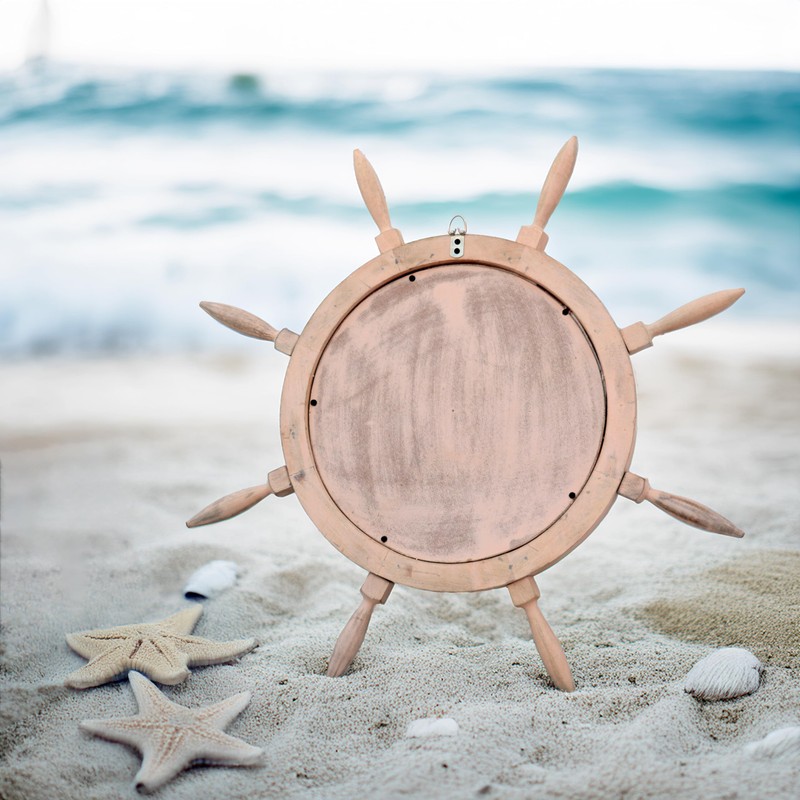 Nagina International Aged Ships Wheel Mirror with Rust Surface and