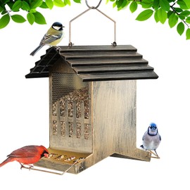 Samhe Bird Feeder, Hanging Metal Bird Feeder House Outdoor for Wild Bird Seed, Chew-Proof Weatherproof Large 6 Lbs Capacity with 2-Side Feeding