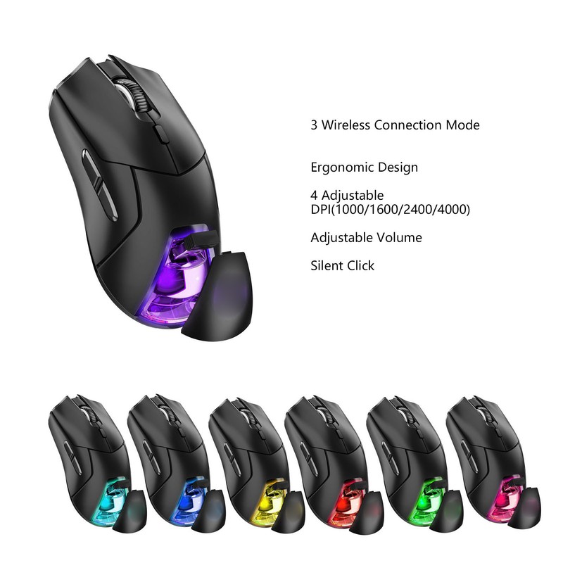 Wireless Mouse Triple Mode 1000 to 4000 DPI Silent Click