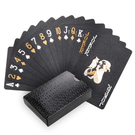SHUXIA 1 pair Playing Cards Cool Black,Plastic PlayingCards,Waterproof Deck of Card,Waterproof Deck ofCards,Standard Playing Cards Magic Poker Card for Family Party and Game BBQ Gatherings