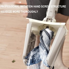 JCAKES Self Cleaning Mop Hardwood Floor Mop Microfiber Mop Hardwood Floor Mop No Hand Washing, Flat Mop, Wet and Dry, Household Tile Floor, One Mop, Rotating Mop, Lazy Mop, for Home, Bedroom