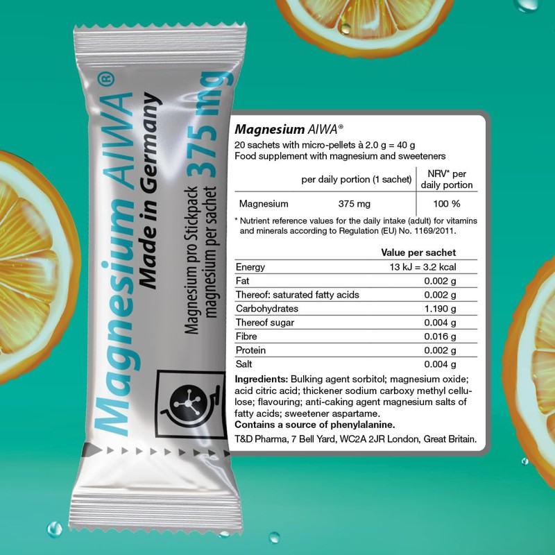 T&D Magnesium AIWA 375 mg, no Water 20 stickpack, Easy