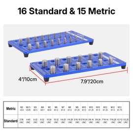 JEAWIWI 31 Bolt and Nut Size Thread Checker, 16 Standard & 15 Metric Stainless Steel Screw Identifier Gauge