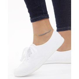 Milla Anklets for Women Waterproof - 14K Gold Plated Anklets and Sterling Silver Plated Ankle Bracelets for Women. (14K Gold Plated/Light Sapphire)