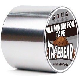 TAPEBEAR Aluminum Foil Tape 4" x 150FT, Professional Heat Reflective Tape Metal Duct Tape Heat Resistant Tape Insulation Heat Shield for Insulation, Dryer Vent, Ductwork, HVAC, Air Ducts, Exhaust Hose