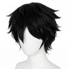 TIKJOYS Short Black Layered Wig for Men Fluffy Wig Black