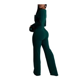 YSINTL Women's fashionable, sexy, elegant, high waisted, wide leg pants, club business party button jumpsuit