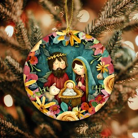 Nativity & Religious Ornament 2024 | Nativity Scene, Holy Family Resin Christmas Ornament, Birth of Jesus Hanging Decorations, Holy Religious Gift (Nativity Jesus Baby)