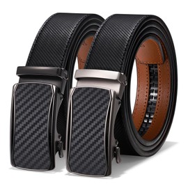 LEACOOLKEY Men's leather belt with slide automatic, Adjustable Ratchet Belt 35mm for men for business casual