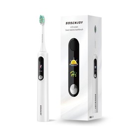 SOOENJOY NB-1 LCD Screen Electirc toothbrush,5 modes 5 intensities & DIY mode,Rechargeable Sonic Electric Power Toothbrush for Adult,white