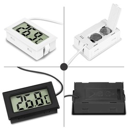 zalati Thermometer 2pcs FY-12 Digital LCD Embedded 2-in-1 Hygrometer Thermometer with External Case for Reptile Incubator Aquarium Poultry – 1pcs Black & 1pcs White