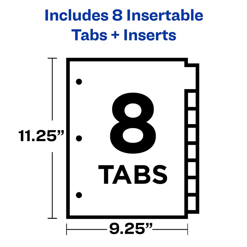 Avery Big Tab Insertable Extra Wide Dividers, 8 Multicolor Tabs,