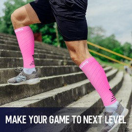 Thoxcare Calcetines de compresión para la fascitis plantar para mujeres y hombres (2 pares), manga de compresión para el tobillo para aliviar la hinchazón y el dolor, 2 pares-rosa/negro, G