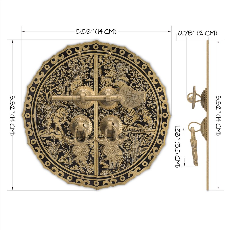 "Six Horses" Brass Cabinet Face Plate Backplate Set – 5.5",
