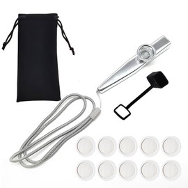 Frilance Shop Metal Kazoos with 10 Removable Dust Cover and Tone Adjustable, Lightweight for Party Accompaniments, Nose Songs, Music Lovers, Beginners, Classroom, Practice, Wind Instrument Storage Bag