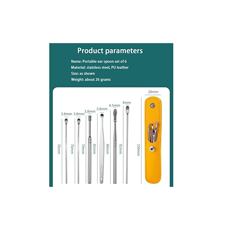 Stainless Steel Ear Wax Removal Kit, 6 Pieces