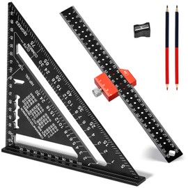 Carpenter's Square Set, 180 mm Carpenter's Square and 300 mm Marking Gauge, Marking 45° and 90° for Woodworking, for Scribing, Measuring & Drawing