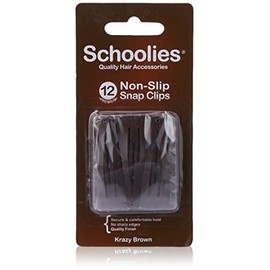 Schoolies Hair Accessories Non Slip Snap Clips 12 Pieces, Krazy Brown