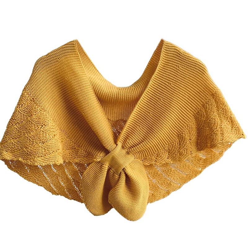 DAISHIAO Ladies Knitted Fish Scales Plain Poncho Knot Cape, BG