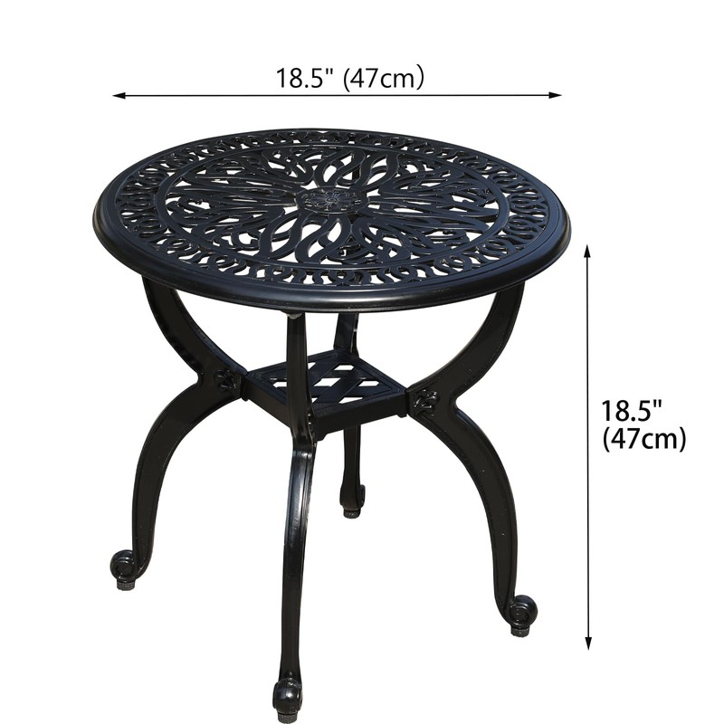 GXOUTAL Cast Aluminum Outdoor Side Table, All Weather Round Small