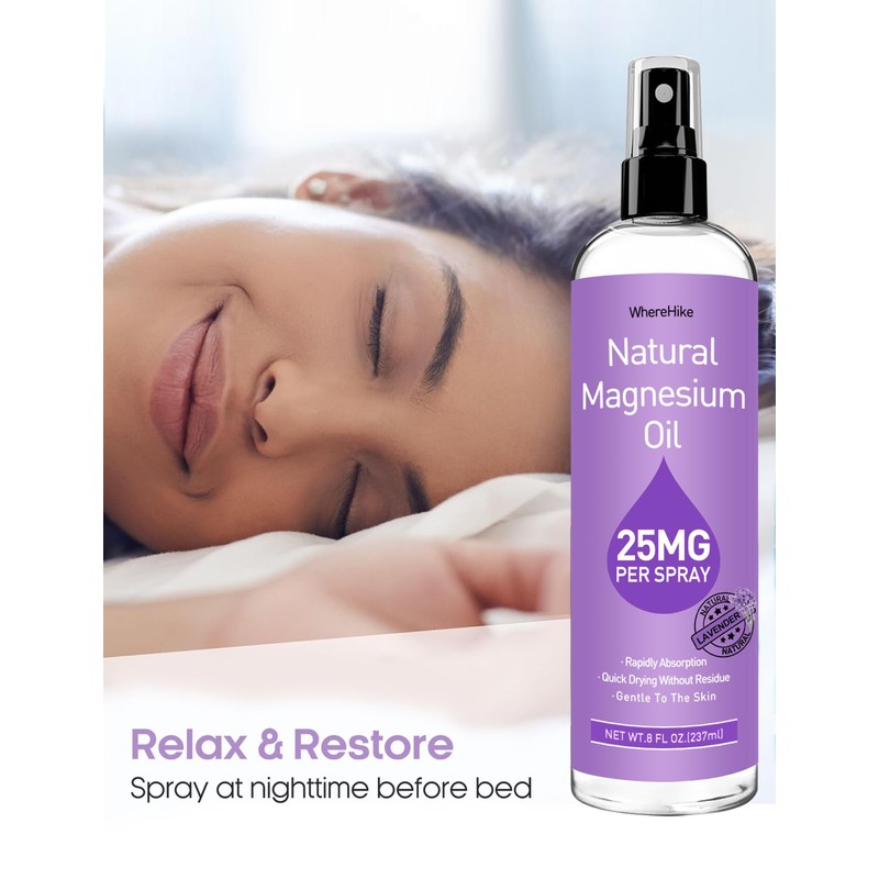 WhereHike Magnesium Spray, Pure Magnesium Oil Spray for Feet,Ideal Gift