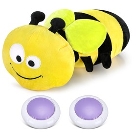 Kigley Bee Sensory Vibrating Pillow for Autistic Adults, Pressure Activated Vibrating Stuffed Animal Plush Soft Textured Therapy Stimulation for Relieve Pain Stress Valentines Birthday Party Gifts