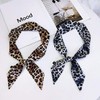 WHITE FANG MA020 Women's Scarf, Stole, Leopard Pattern, Stylish, Ribbon