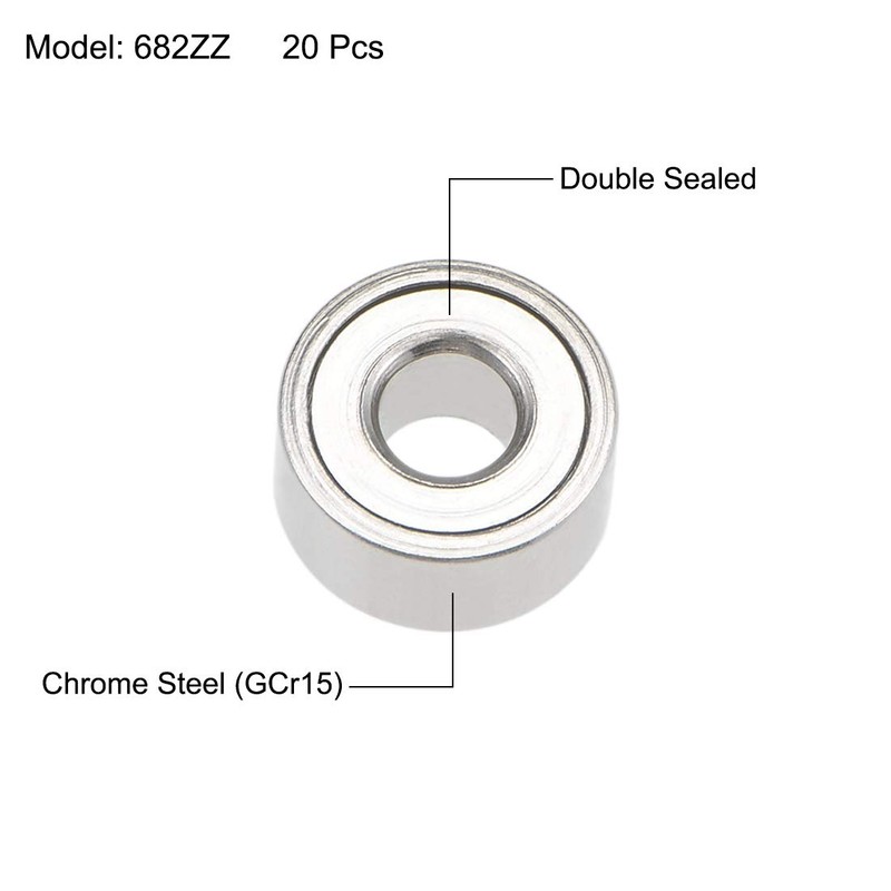 sourcing map 682ZZ Deep Groove Ball Bearings 2mm Inner Dia