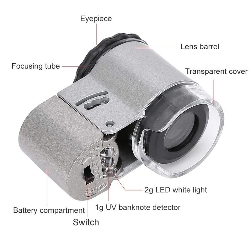 Mini Microscope, 50X Portable Subminiature Microscope Magnifier Mini Pocket Microscope