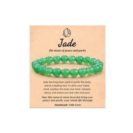 Citrine Crystal Bracelet Natural Stone Beaded Bracelet Amethyst Bracelet Crystal Beaded Bracelet Lava Rock Bracelet Obsidian Bracelet Turquoise Bracelet Birthday for Men(Jade)