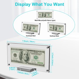 Boloyo Acrylic Dollar Bill Display Frame, 7.5 inch 2PC Clear Tabletop Currency Paper Money Display Stand Holder Easel Base Protector for Collectors